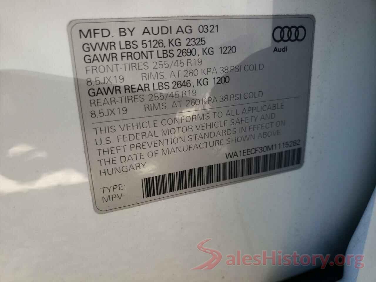 WA1EECF30M1115282 2021 AUDI Q3