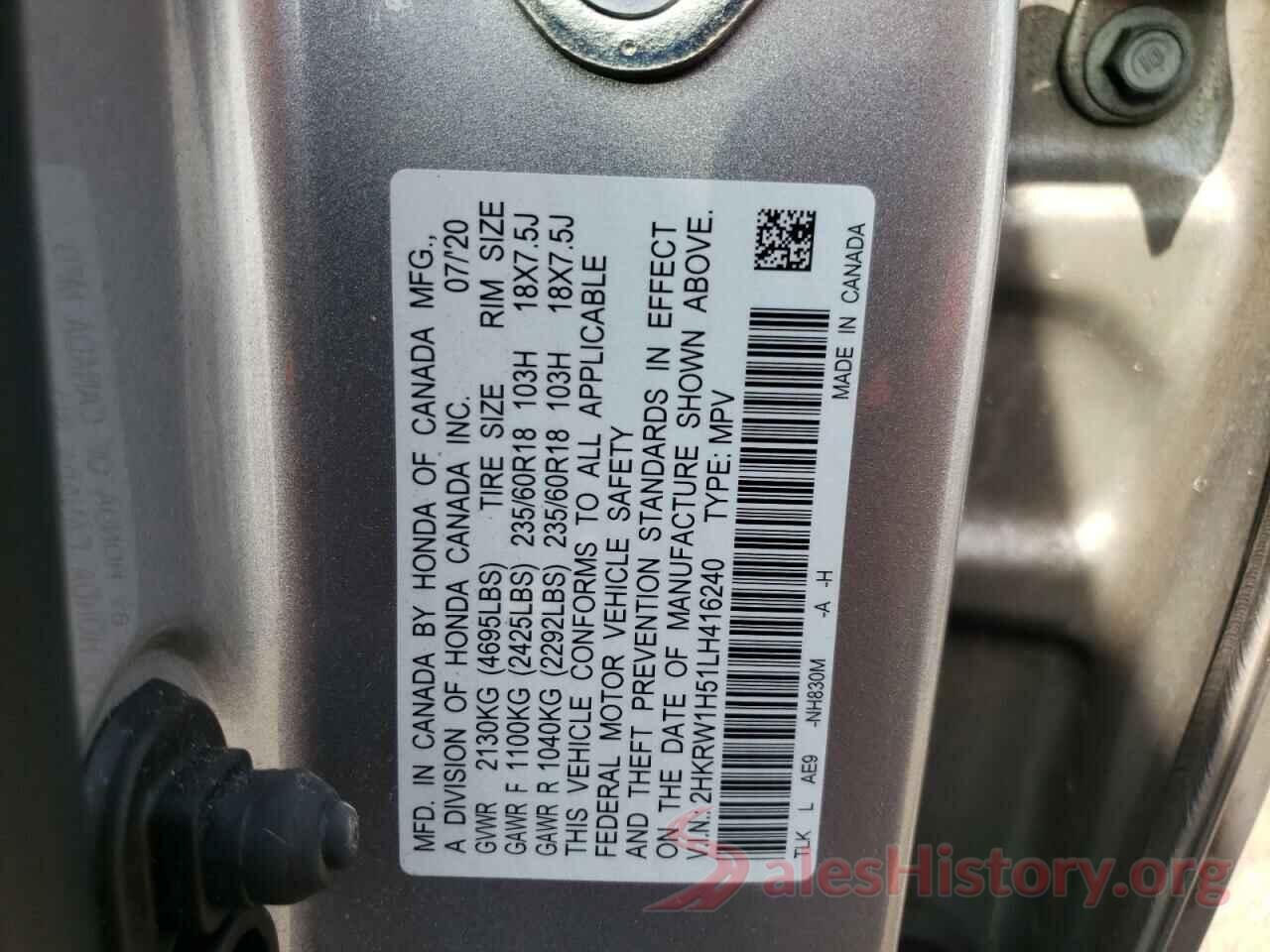 2HKRW1H51LH416240 2020 HONDA CRV