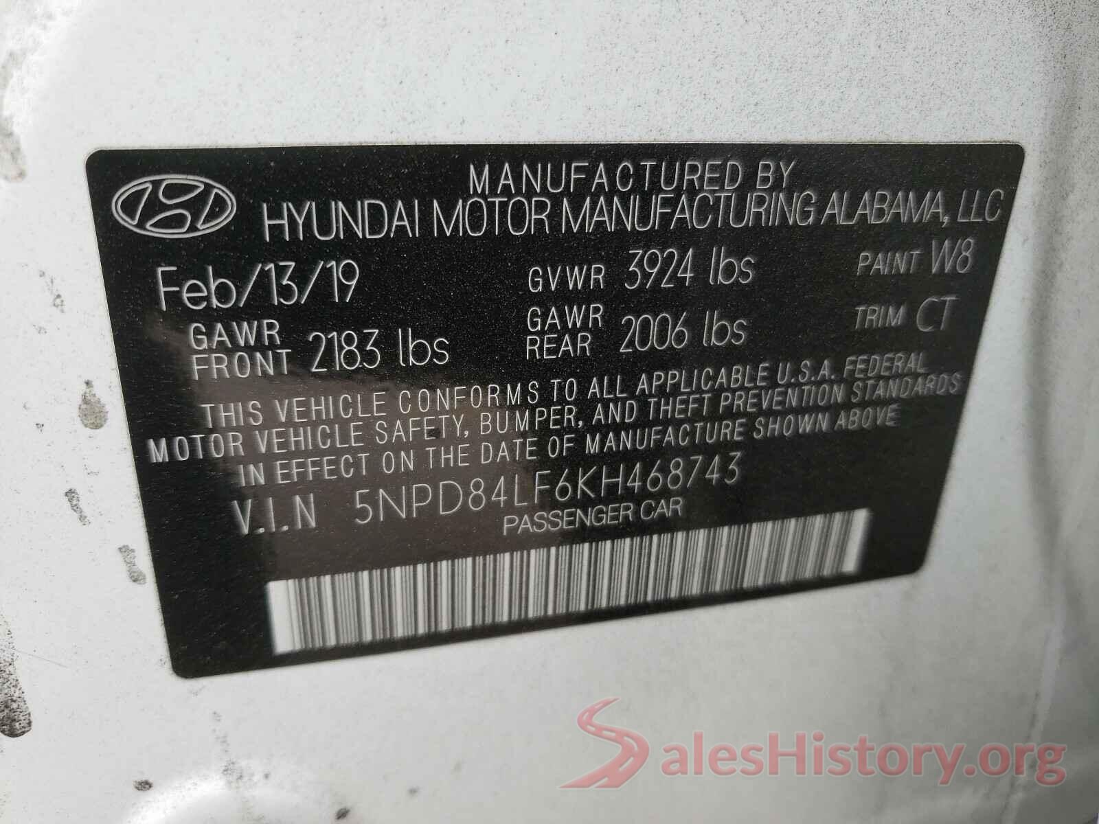 5NPD84LF6KH468743 2019 HYUNDAI ELANTRA