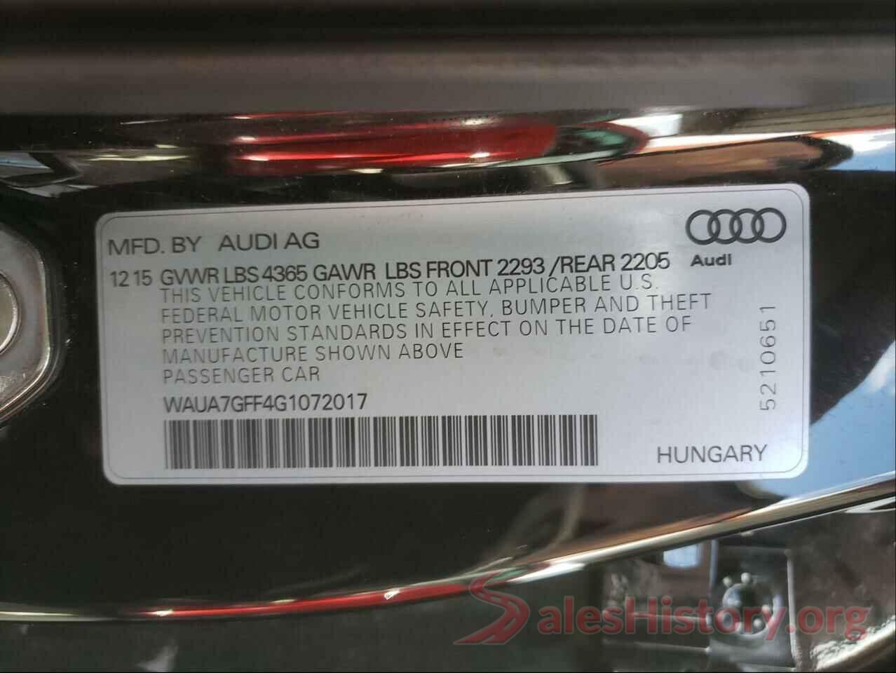 WAUA7GFF4G1072017 2016 AUDI A3