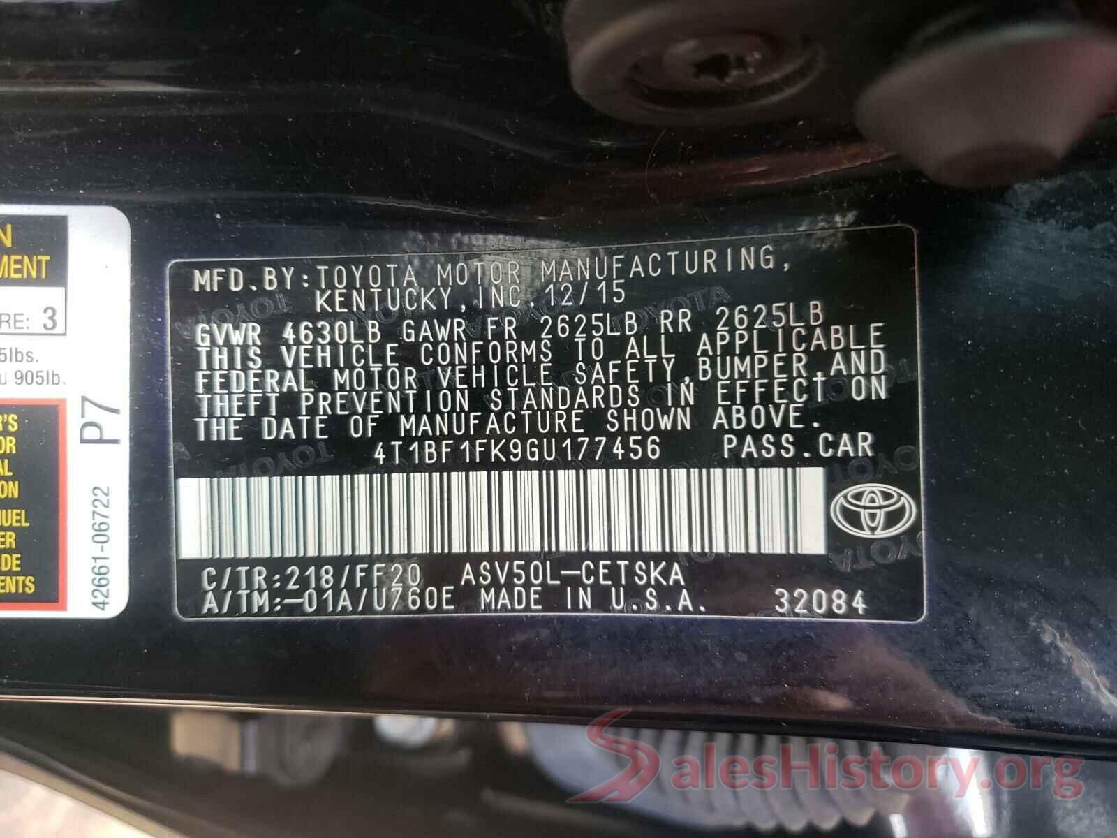 4T1BF1FK9GU177456 2016 TOYOTA CAMRY