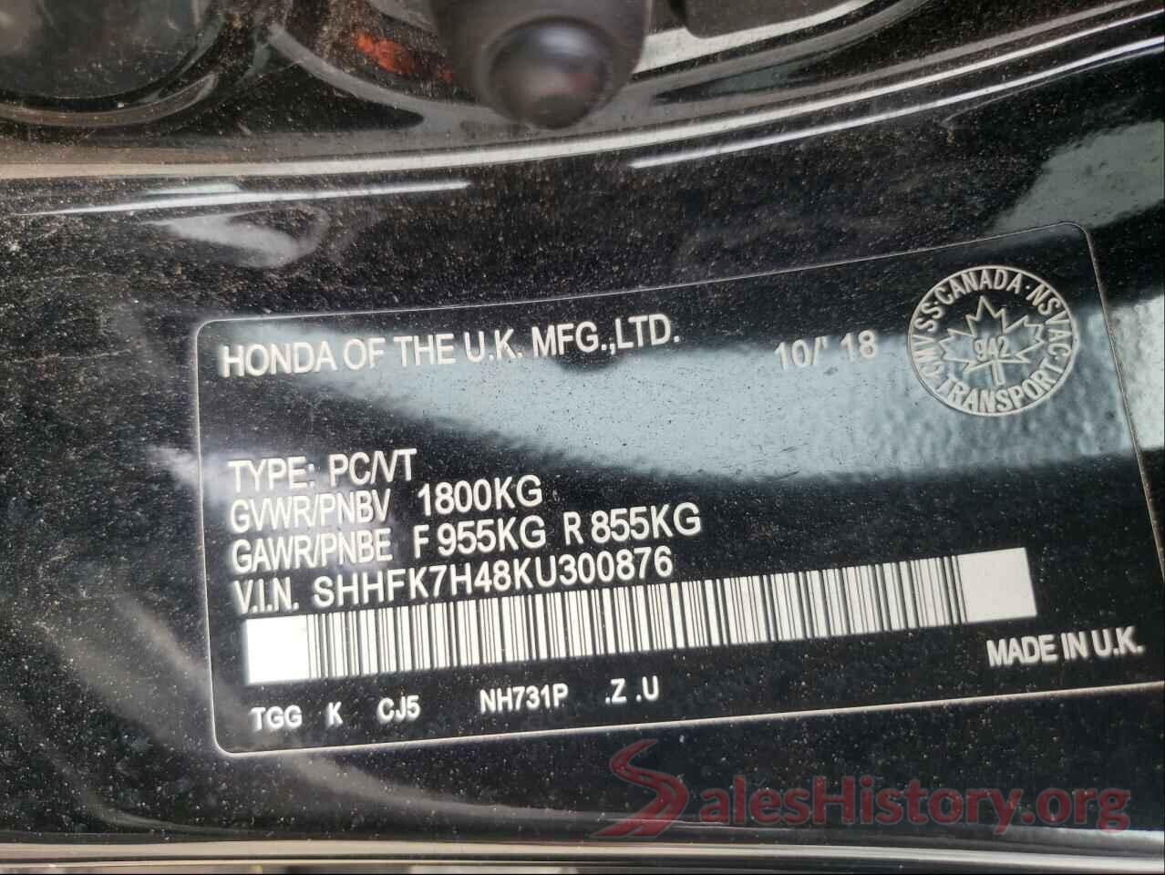 SHHFK7H48KU300876 2019 HONDA CIVIC