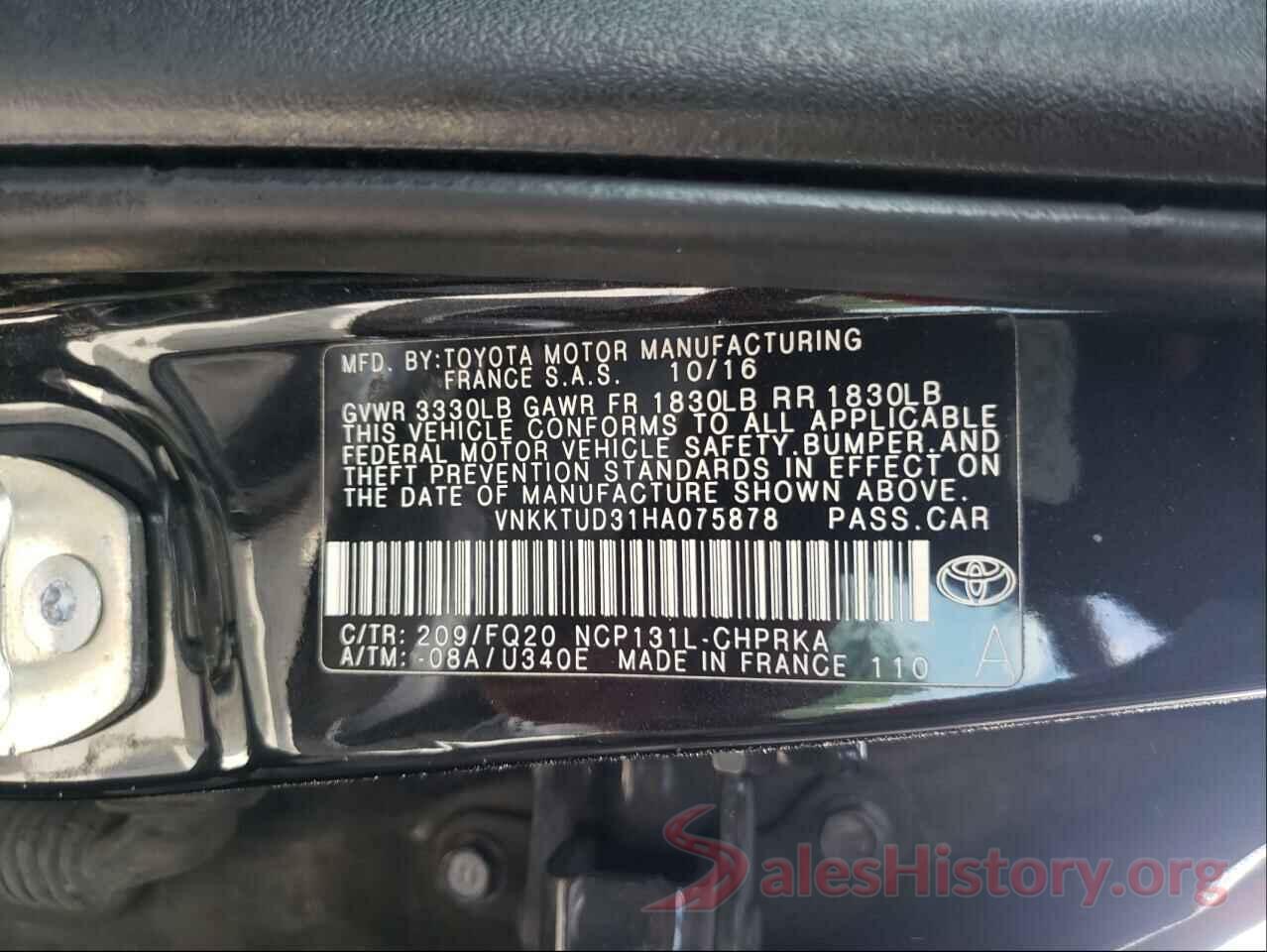 VNKKTUD31HA075878 2017 TOYOTA YARIS