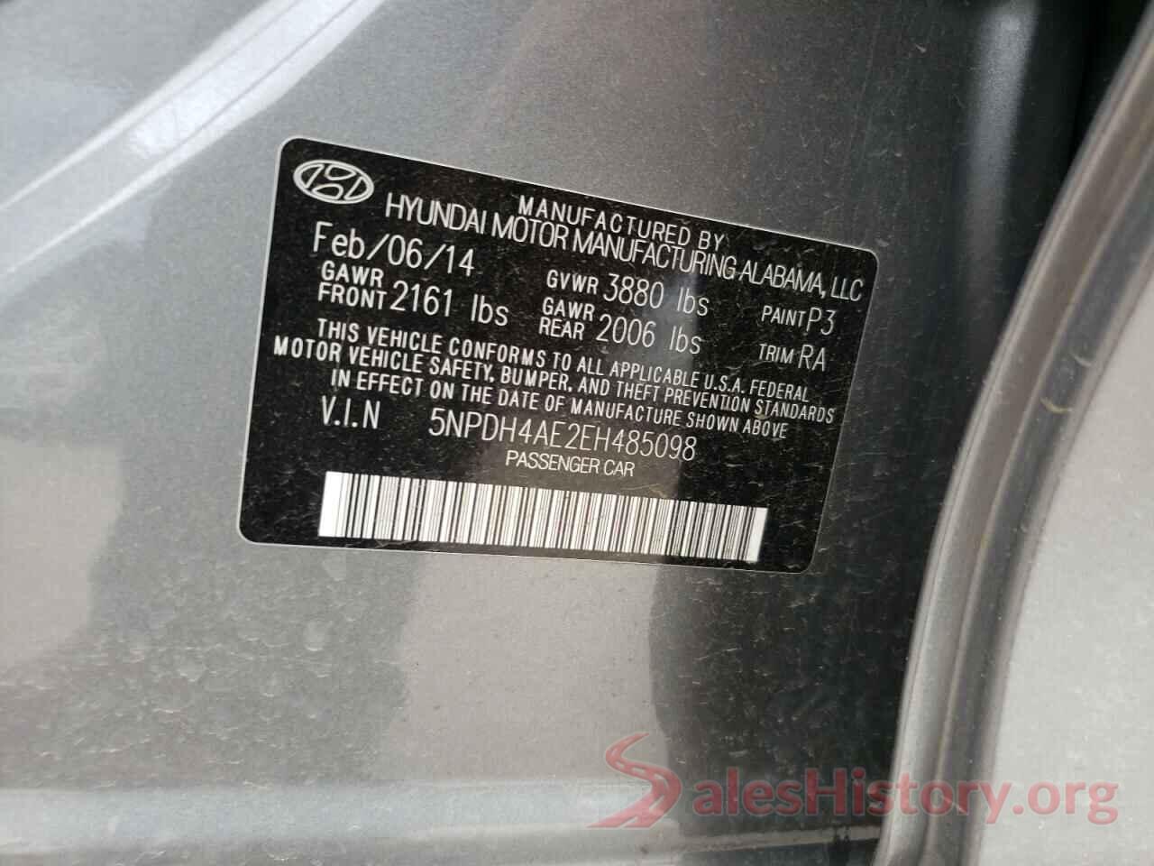 5NPDH4AE2EH485098 2017 HYUNDAI ELANTRA