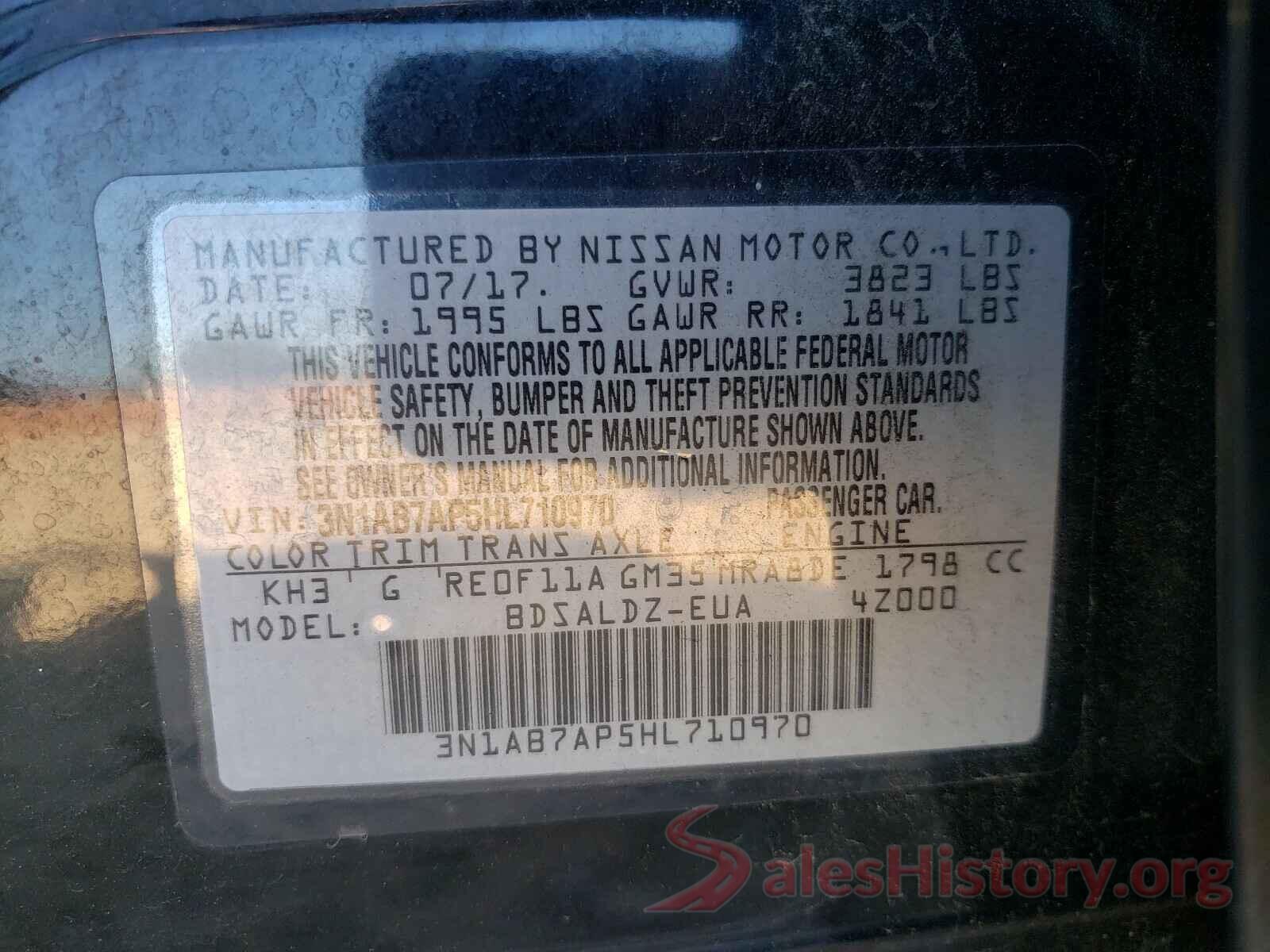 3N1AB7AP5HL710970 2017 NISSAN SENTRA