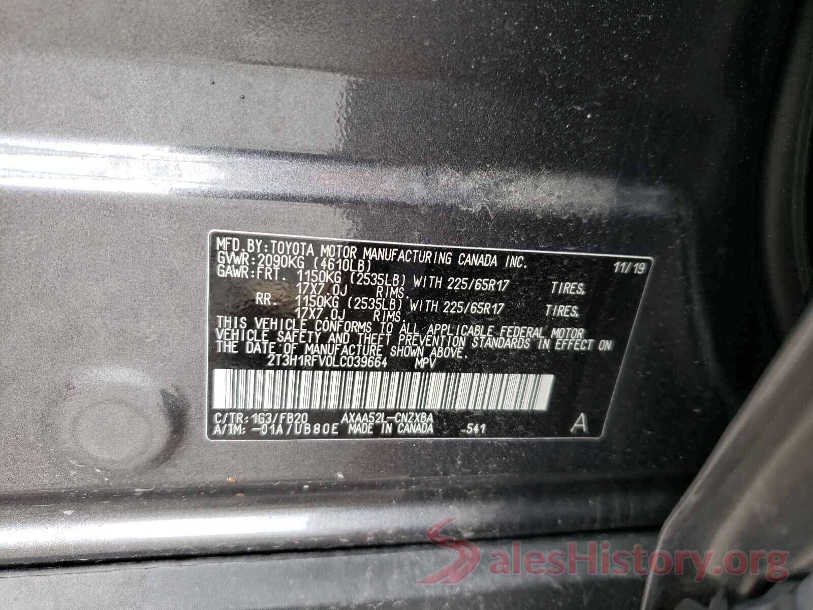 2T3H1RFV0LC039664 2020 TOYOTA RAV4