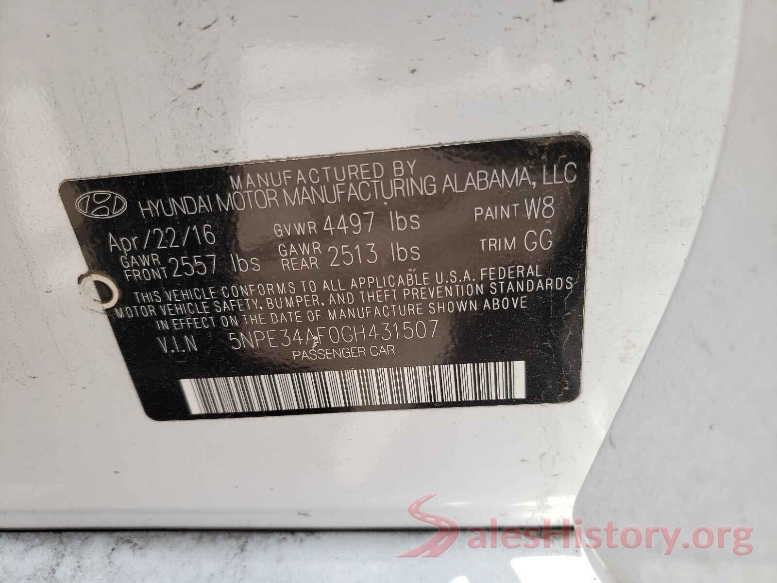 5NPE34AF0GH431507 2016 HYUNDAI SONATA