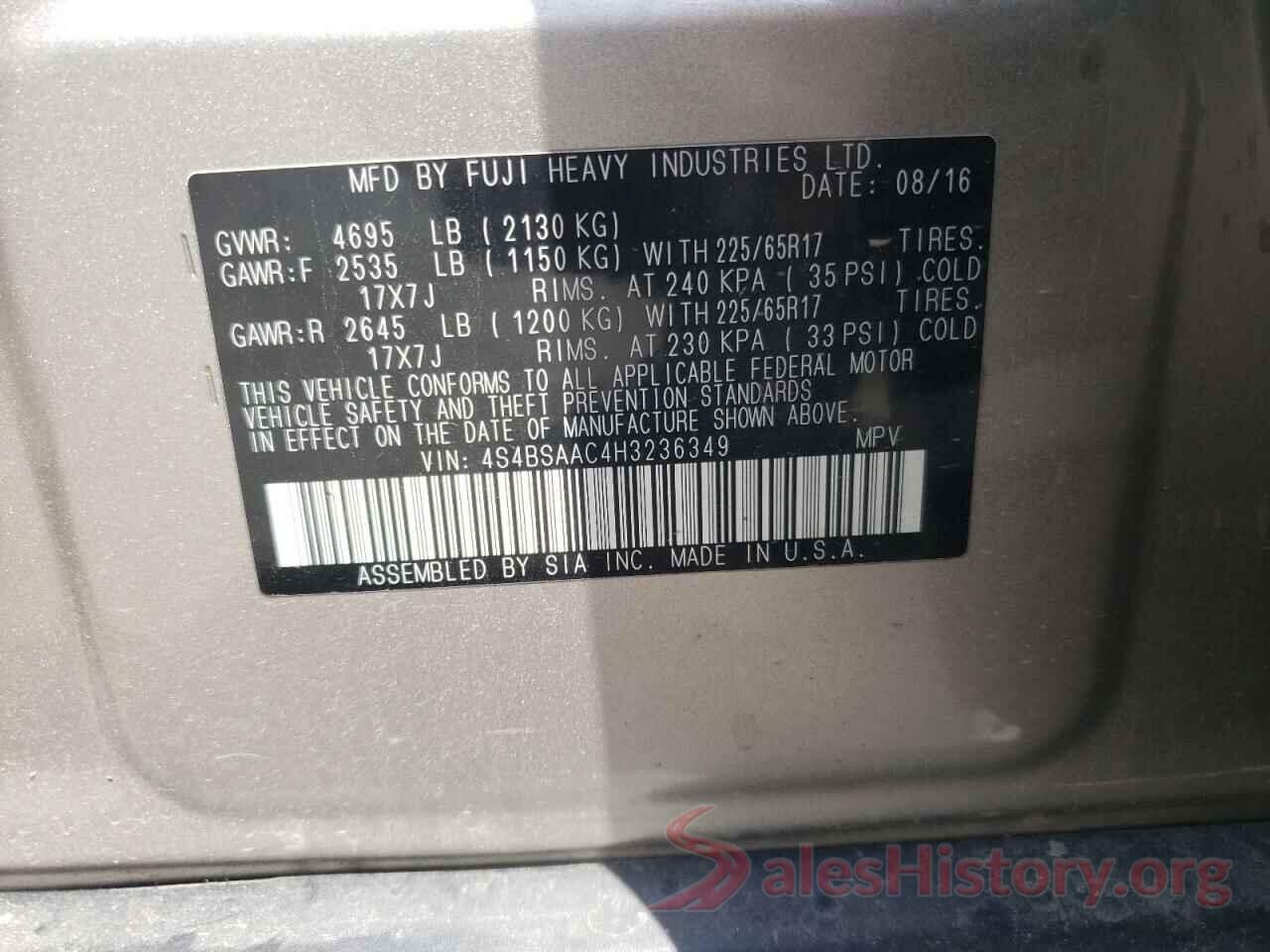 4S4BSAAC4H3236349 2017 SUBARU OUTBACK