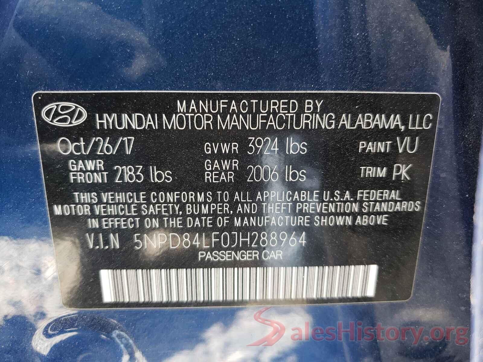 5NPD84LF0JH288964 2018 HYUNDAI ELANTRA