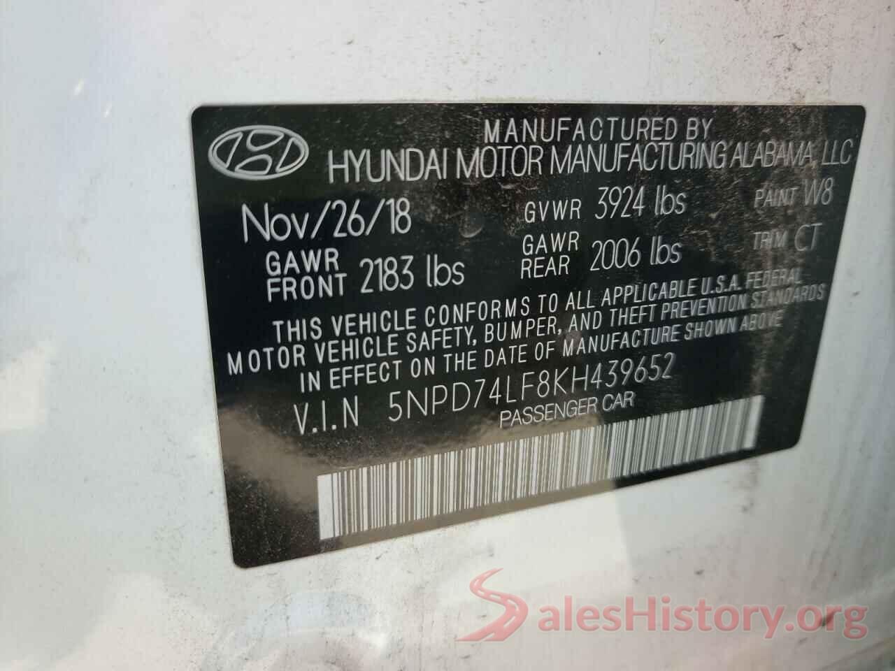 5NPD74LF8KH439652 2019 HYUNDAI ELANTRA