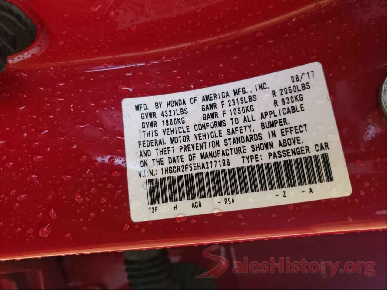 1HGCR2F55HA277199 2017 HONDA ACCORD