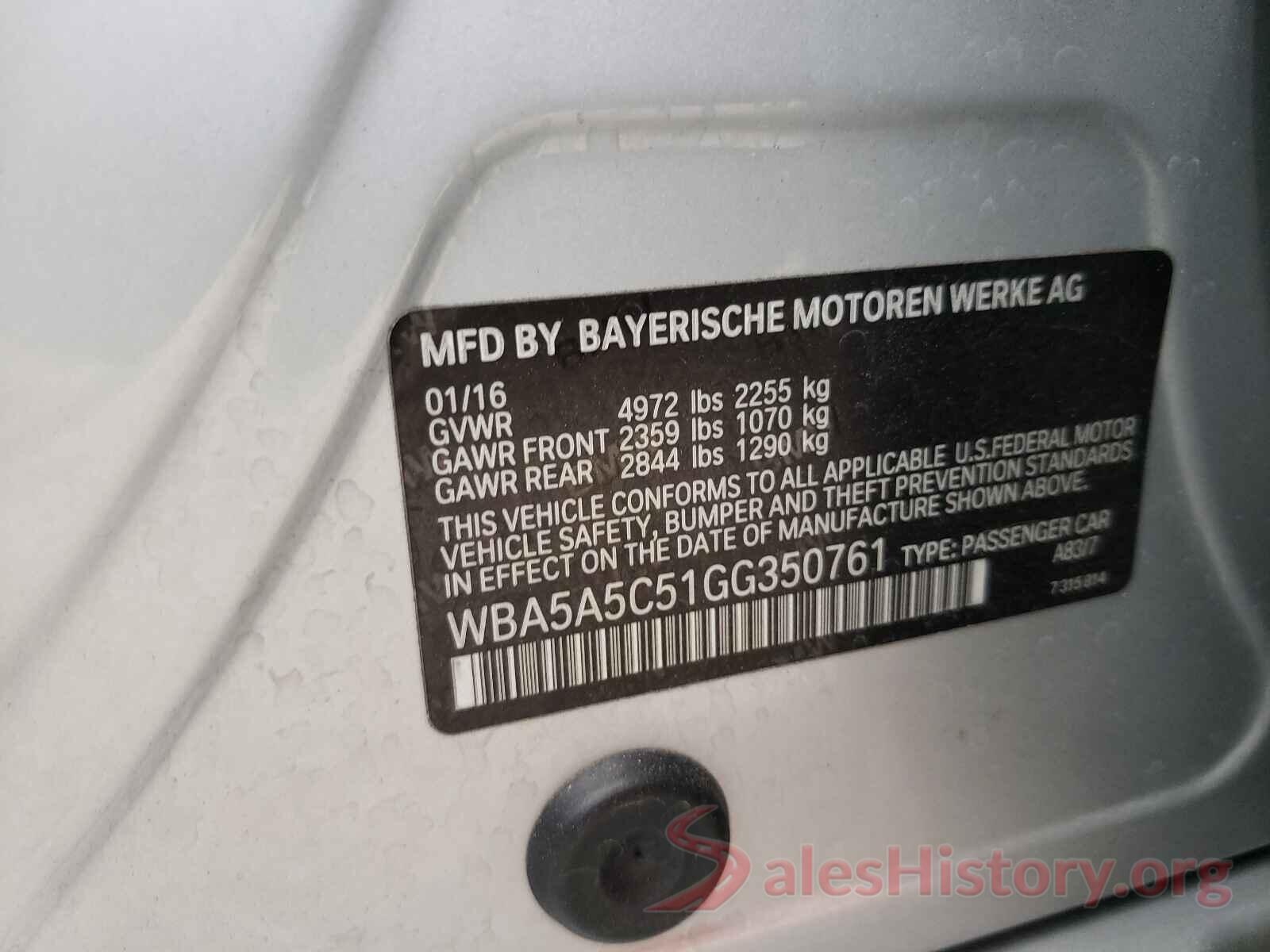 WBA5A5C51GG350761 2016 BMW 5 SERIES