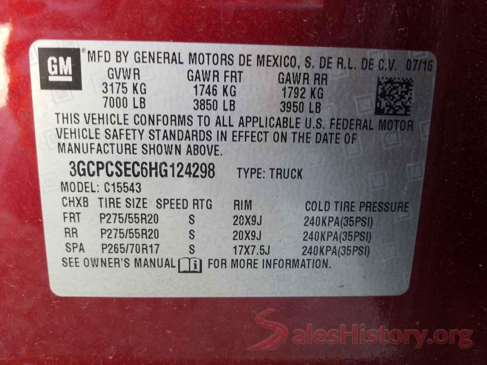 3GCPCSEC6HG124298 2017 CHEVROLET SILVERADO