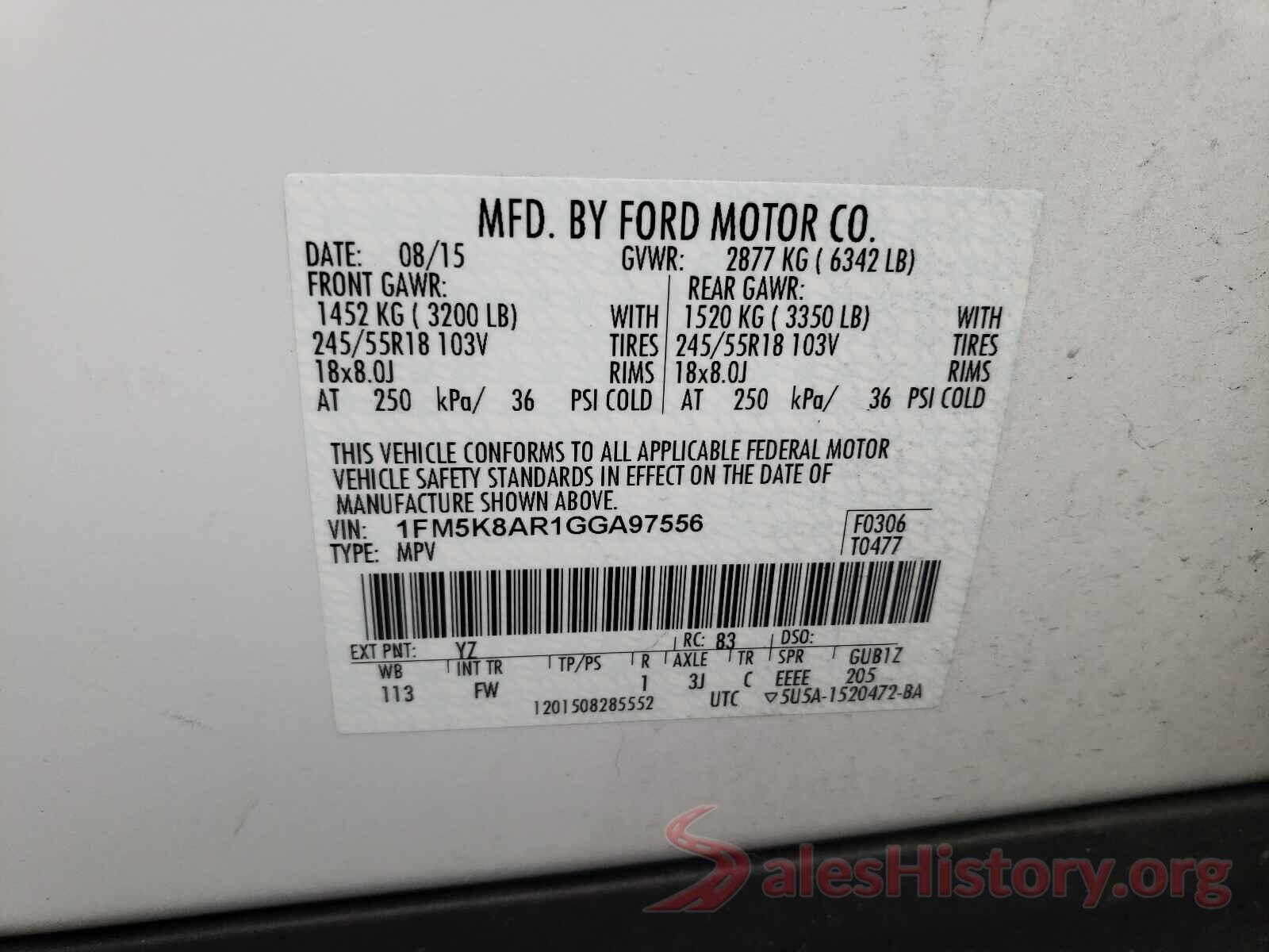 1FM5K8AR1GGA97556 2016 FORD EXPLORER