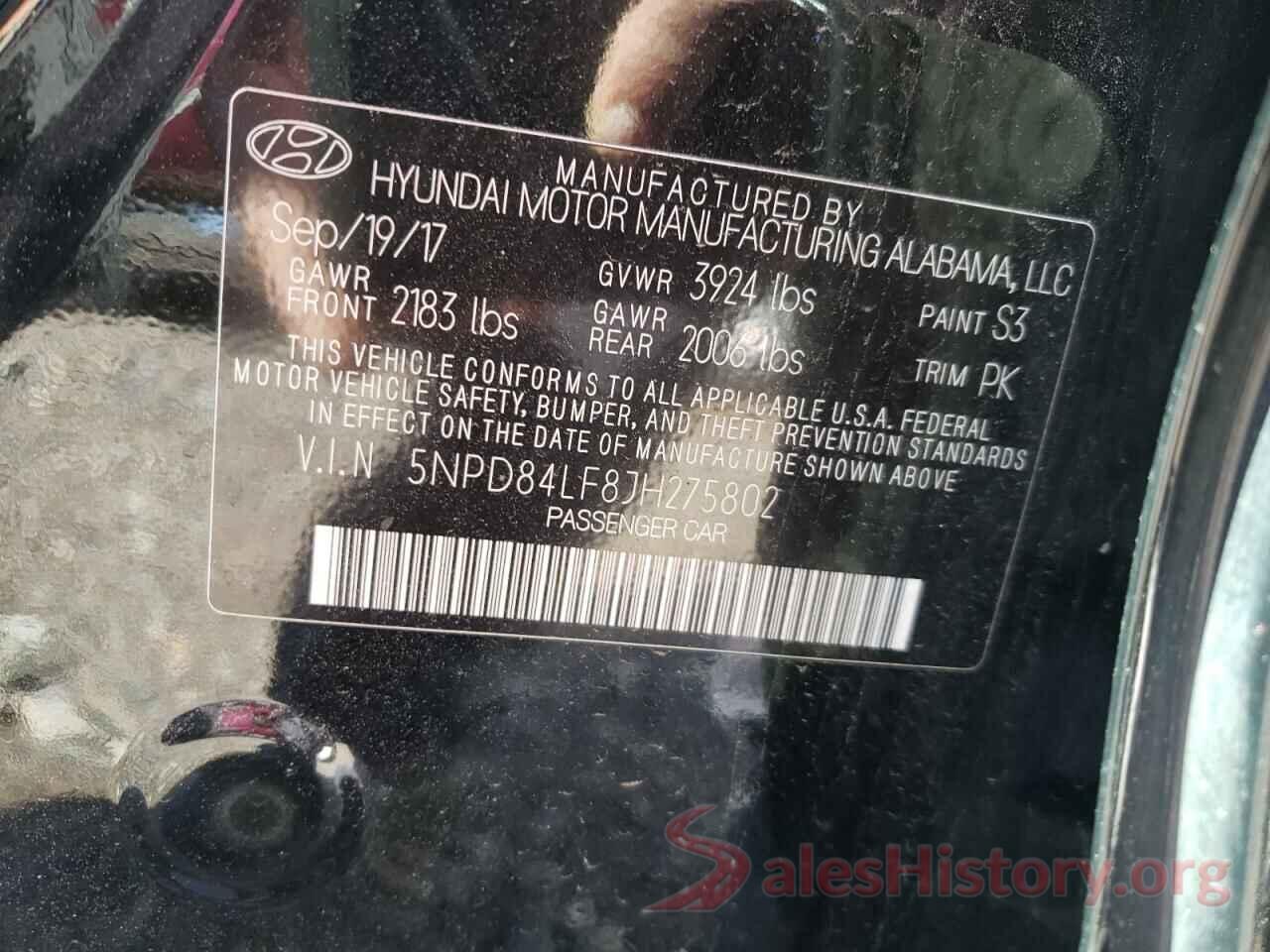 5NPD84LF8JH275802 2018 HYUNDAI ELANTRA