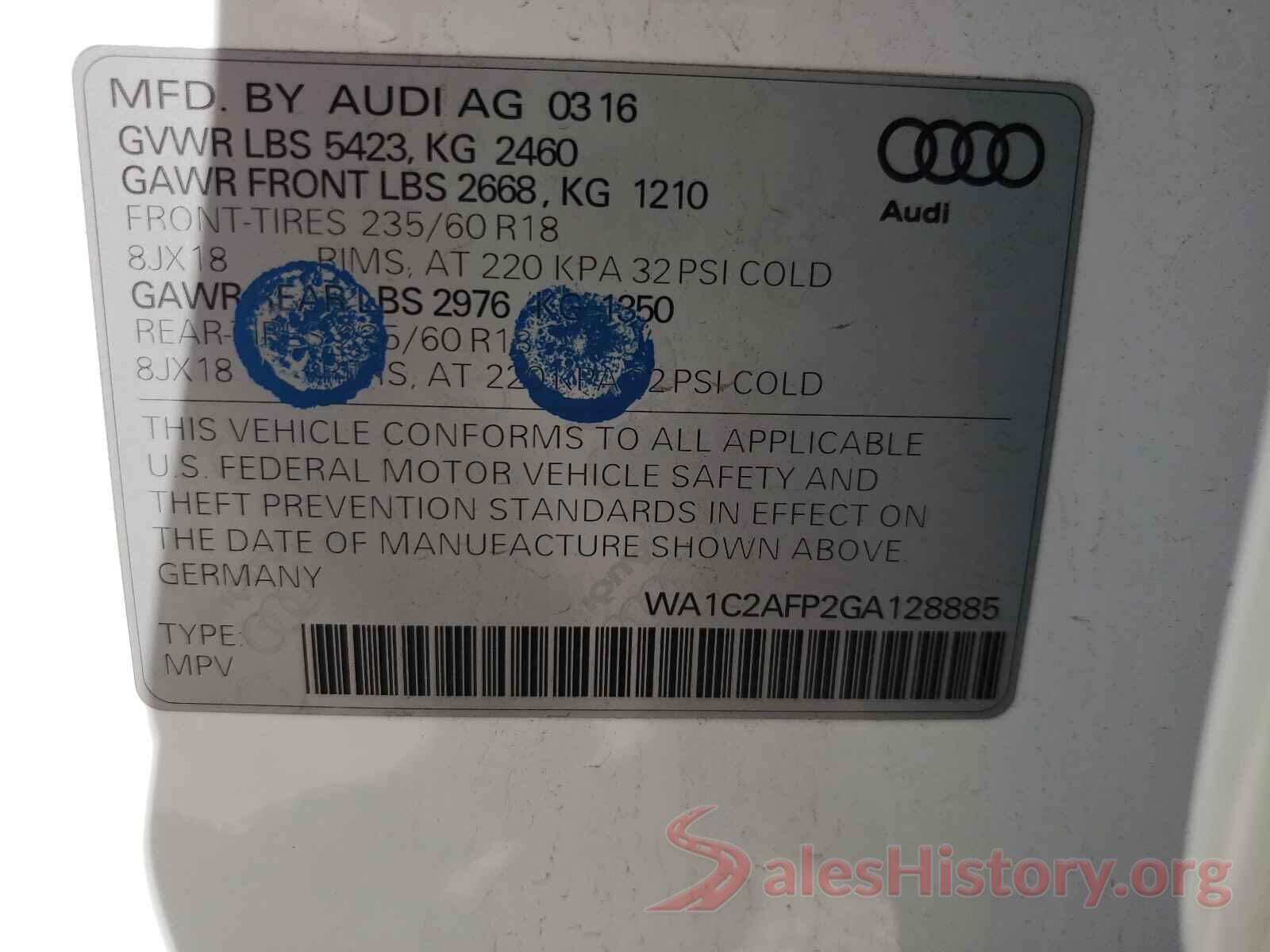 WA1C2AFP2GA128885 2016 AUDI Q5