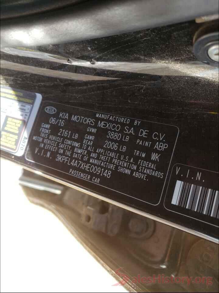 3KPFL4A7XHE009148 2017 KIA FORTE