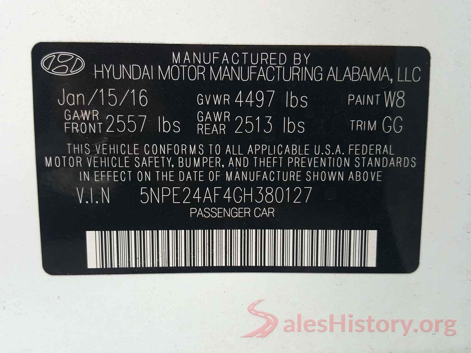 5NPE24AF4GH380127 2016 HYUNDAI SONATA