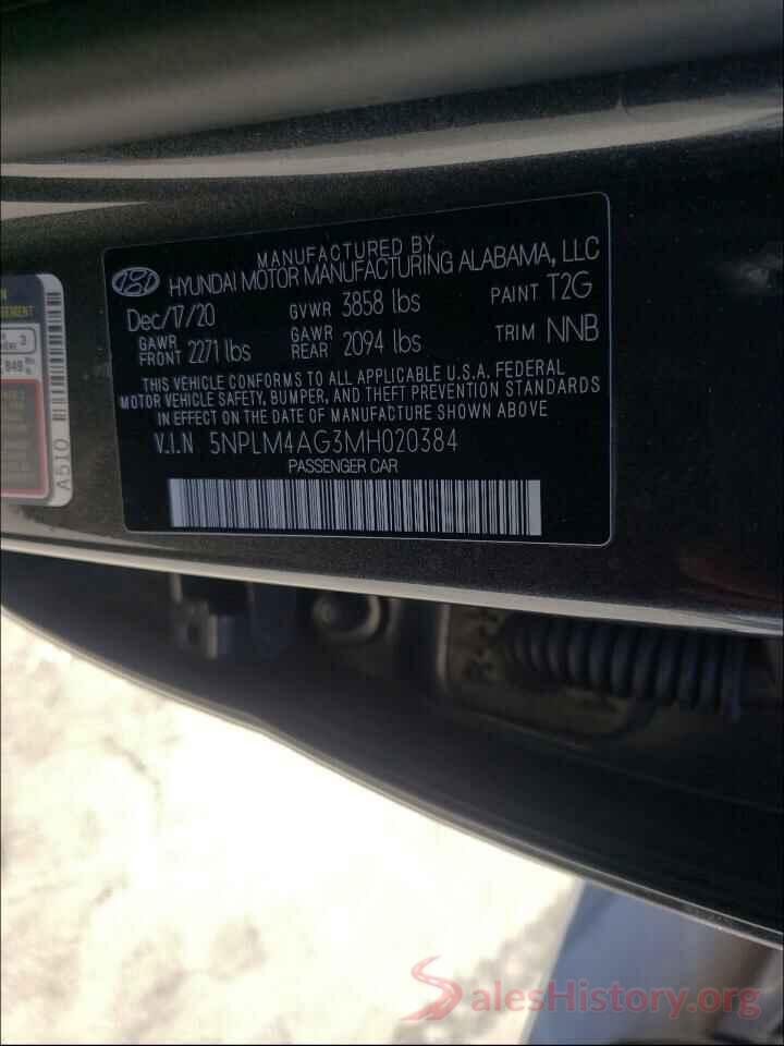 5NPLM4AG3MH020384 2021 HYUNDAI ELANTRA