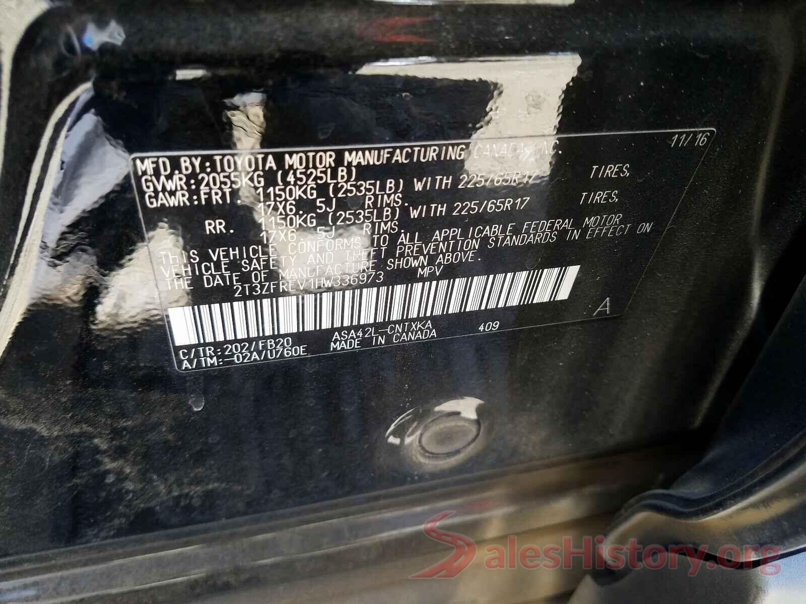 2T3ZFREV1HW336973 2017 TOYOTA RAV4