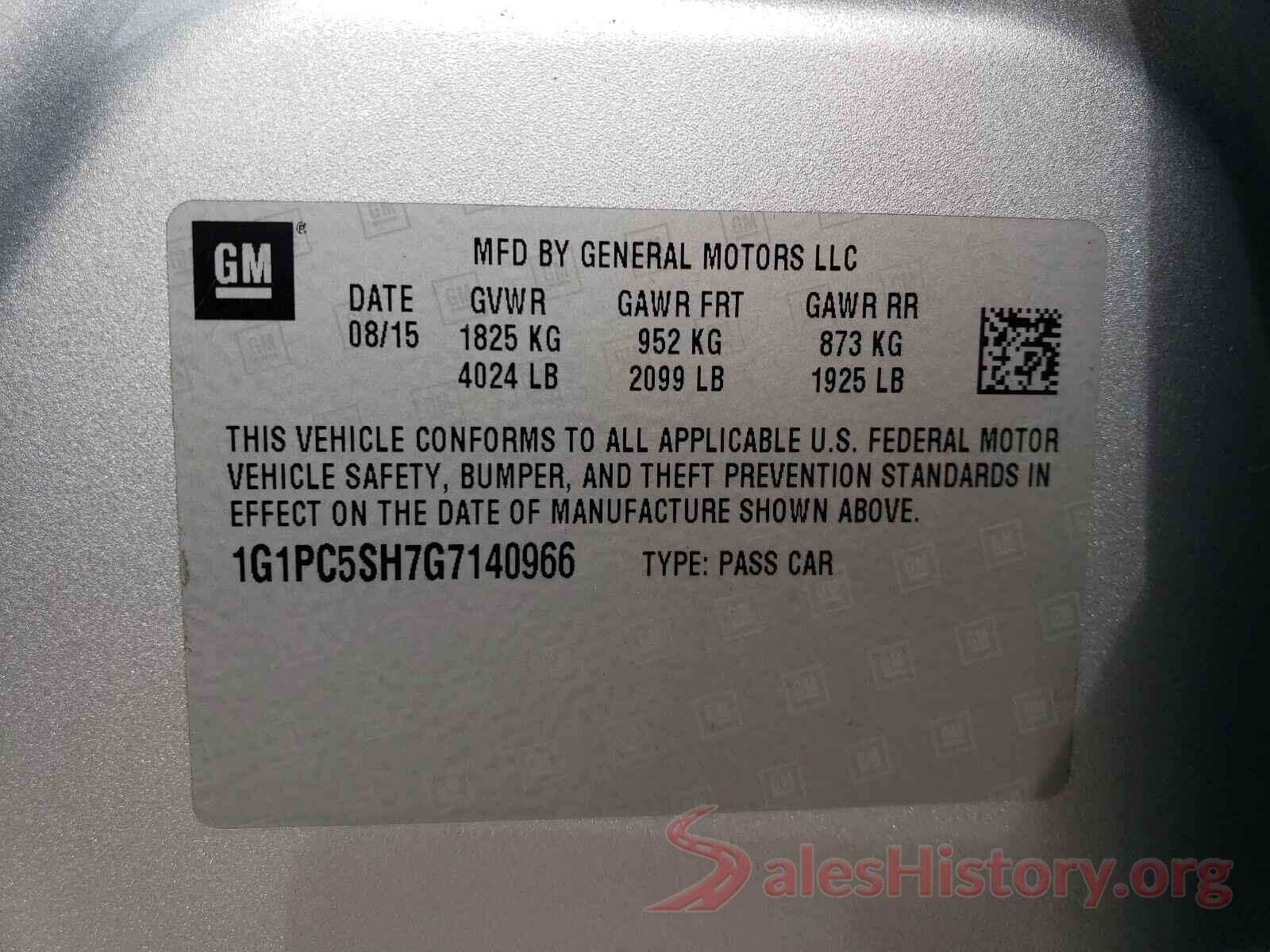 1G1PC5SH7G7140966 2016 CHEVROLET CRUZE