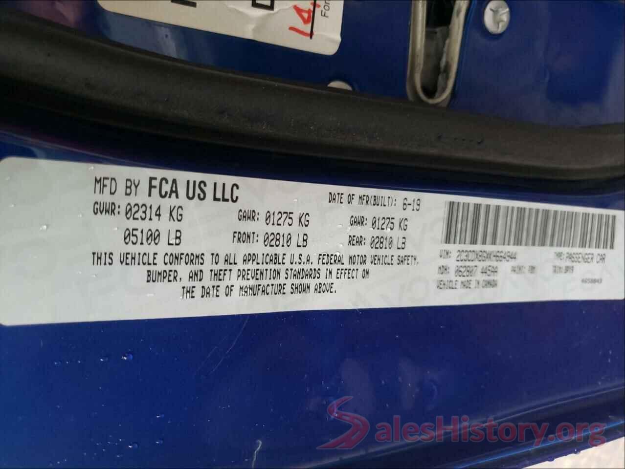 2C3CDXBGXKH664944 2019 DODGE CHARGER