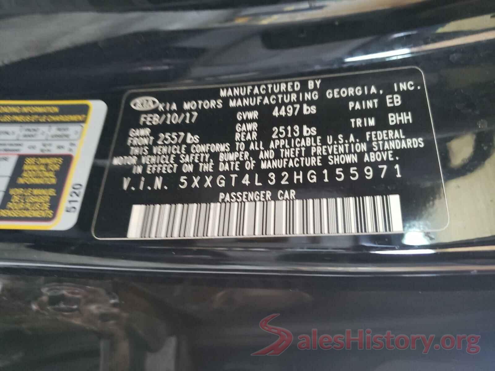 5XXGT4L32HG155971 2017 KIA OPTIMA