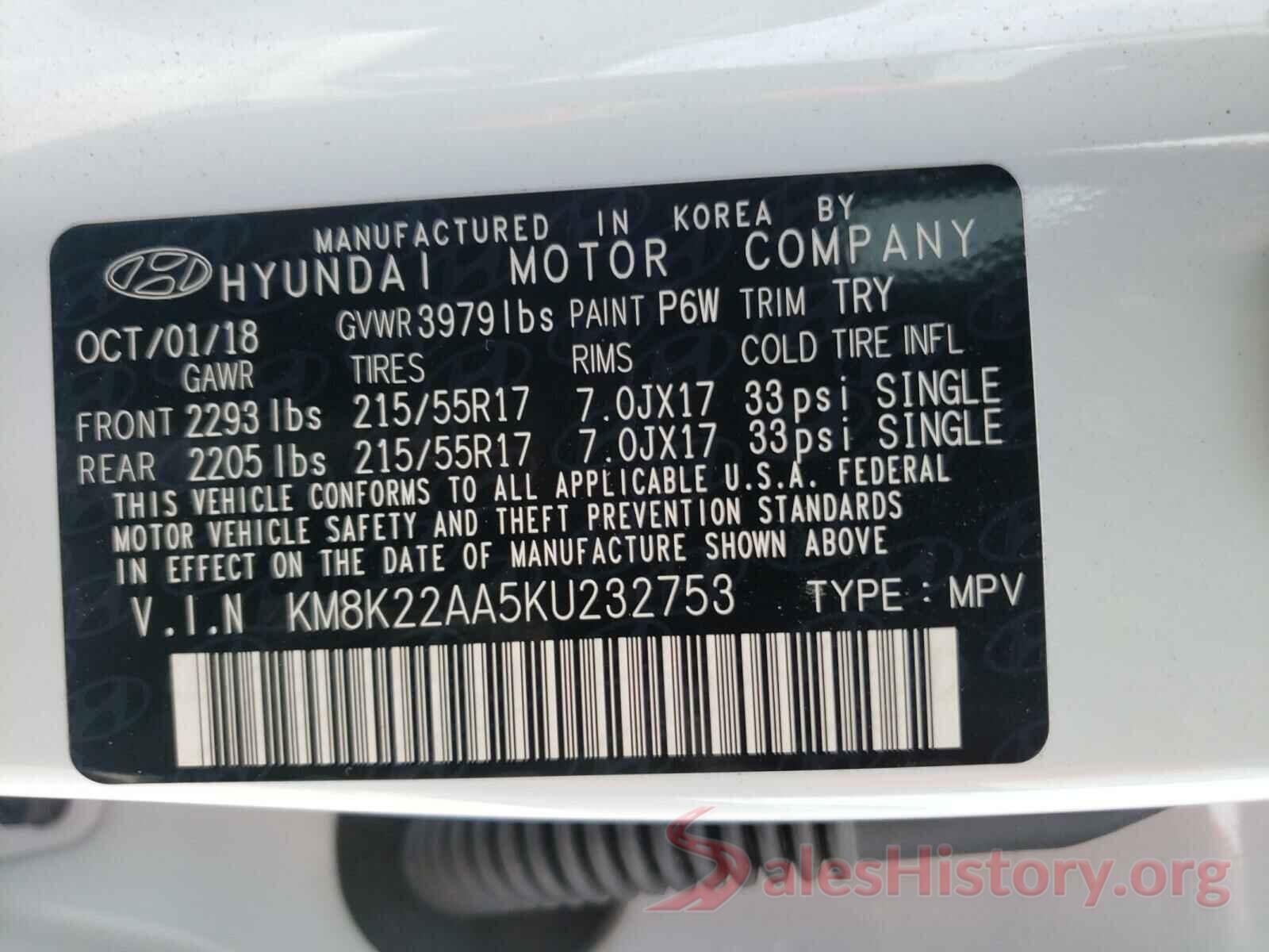 KM8K22AA5KU232753 2019 HYUNDAI KONA