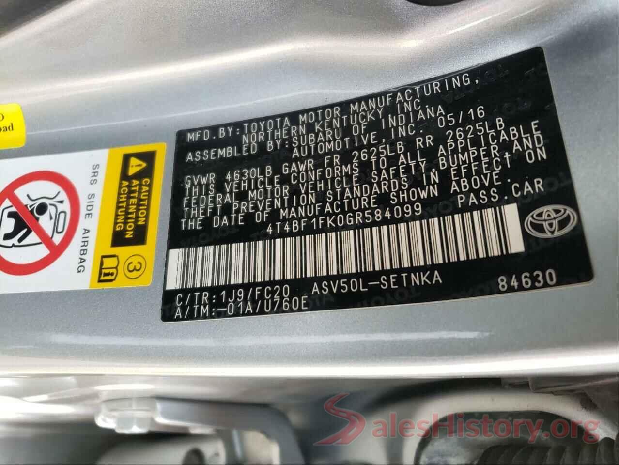 4T4BF1FK0GR584099 2016 TOYOTA CAMRY