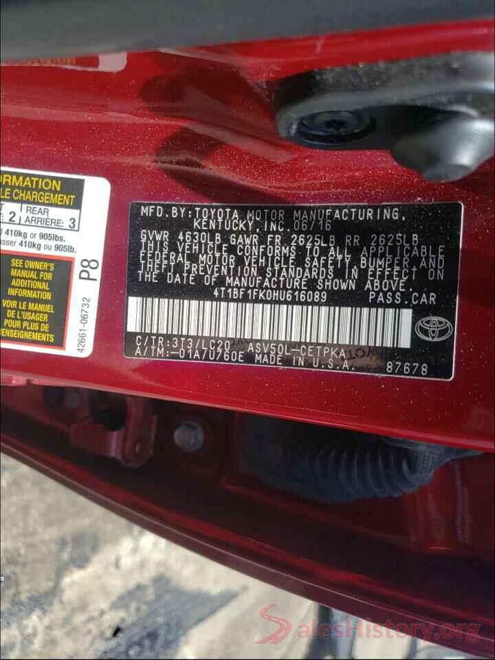 4T1BF1FK0HU616089 2017 TOYOTA CAMRY