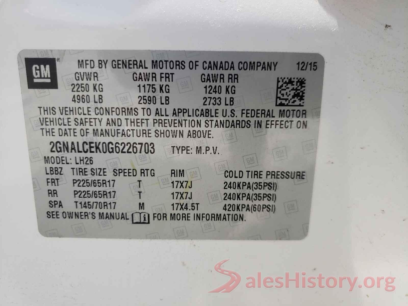 2GNALCEK0G6226703 2016 CHEVROLET EQUINOX