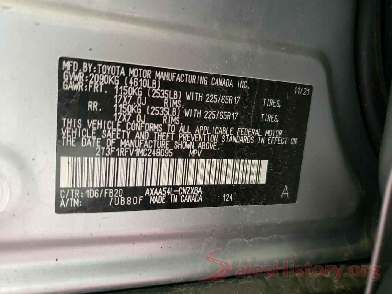 2T3F1RFV1MC248095 2021 TOYOTA RAV4