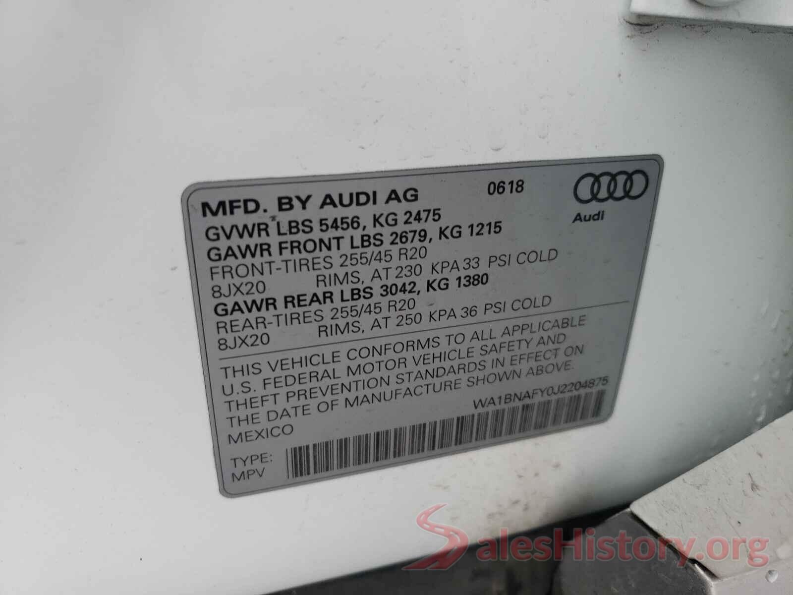 WA1BNAFY0J2204875 2018 AUDI Q5