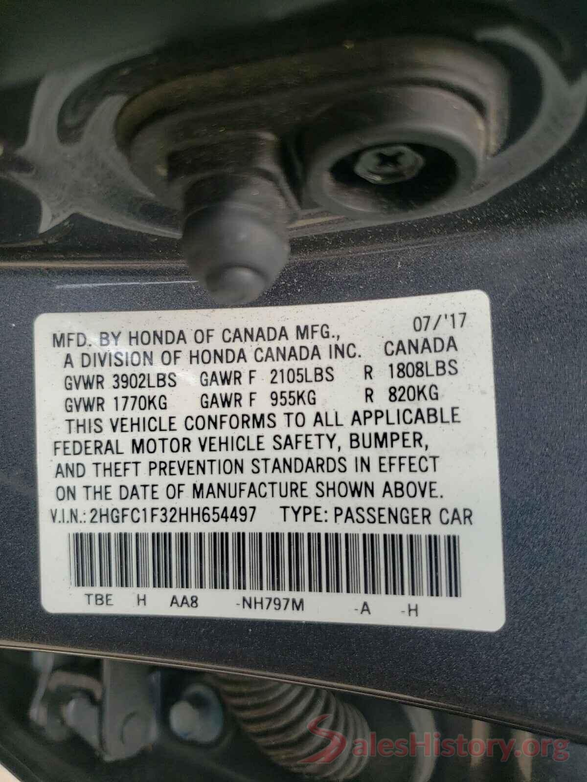 2HGFC1F32HH654497 2017 HONDA CIVIC