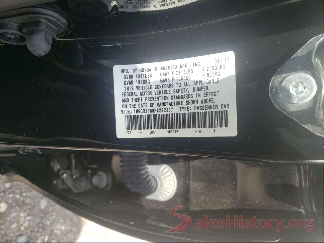 1HGCR2F86HA292837 2017 HONDA ACCORD