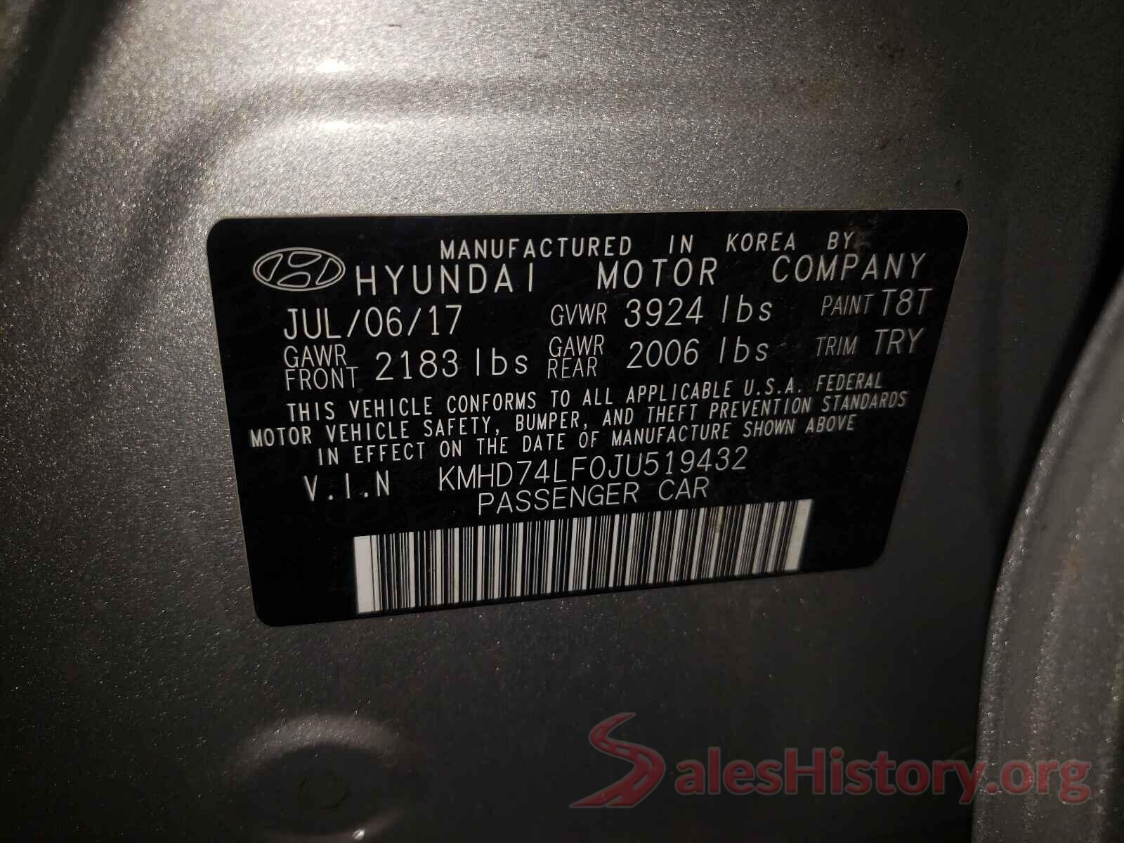 KMHD74LF0JU519432 2018 HYUNDAI ELANTRA