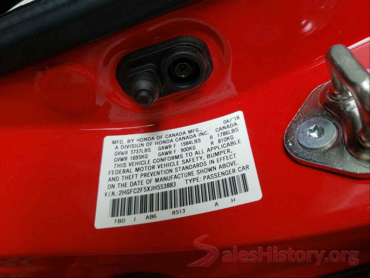 2HGFC2F5XJH553883 2018 HONDA CIVIC