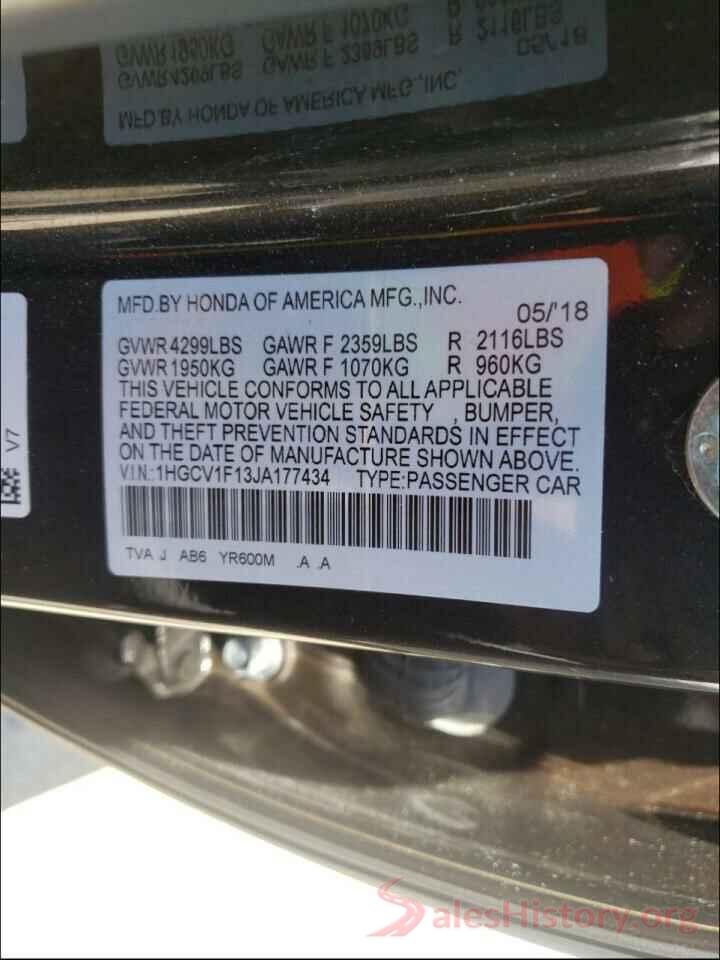 1HGCV1F13JA177434 2018 HONDA ACCORD