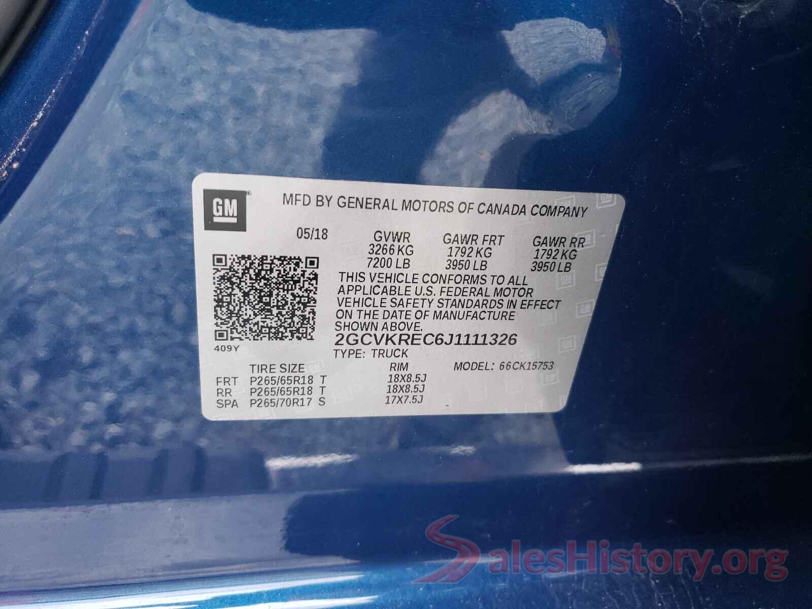 2GCVKREC6J1111326 2018 CHEVROLET SILVERADO