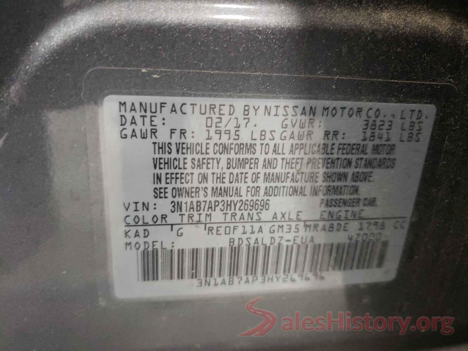 3N1AB7AP3HY269696 2017 NISSAN SENTRA