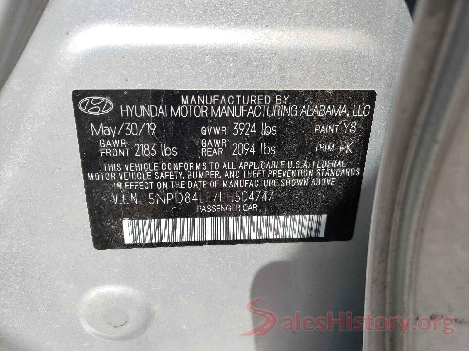 5NPD84LF7LH504747 2020 HYUNDAI ELANTRA