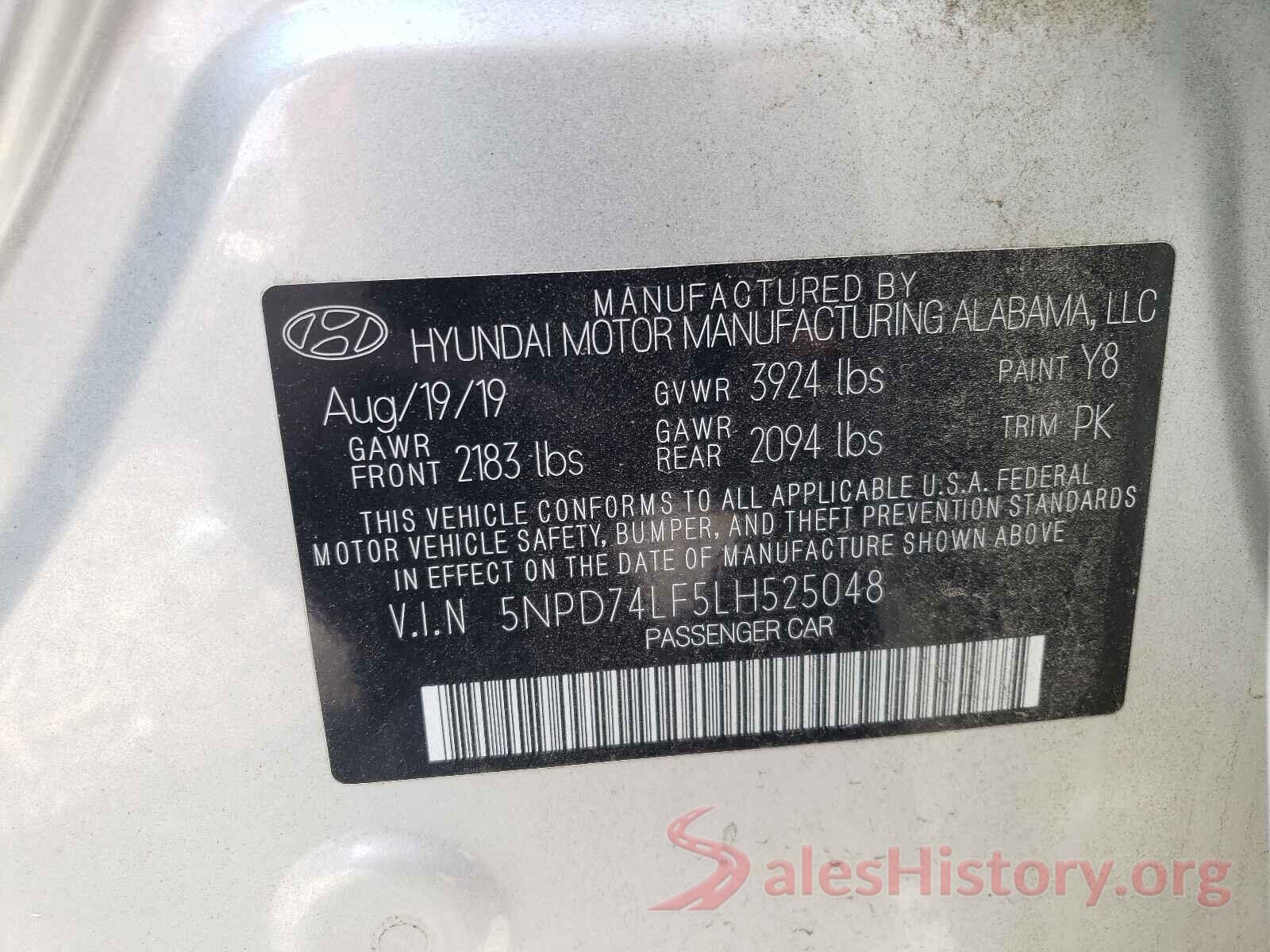 5NPD74LF5LH525048 2020 HYUNDAI ELANTRA