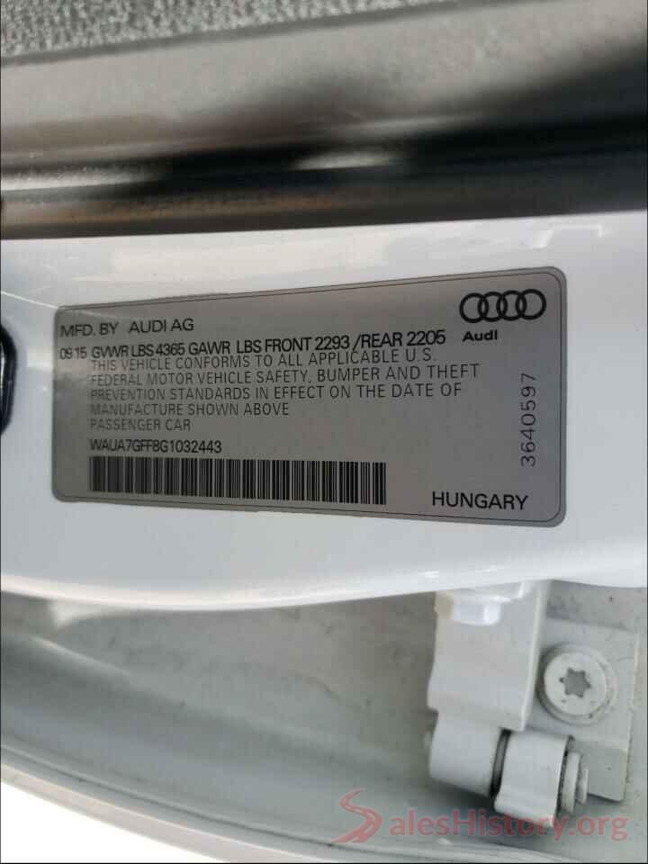 WAUA7GFF8G1032443 2016 AUDI A3