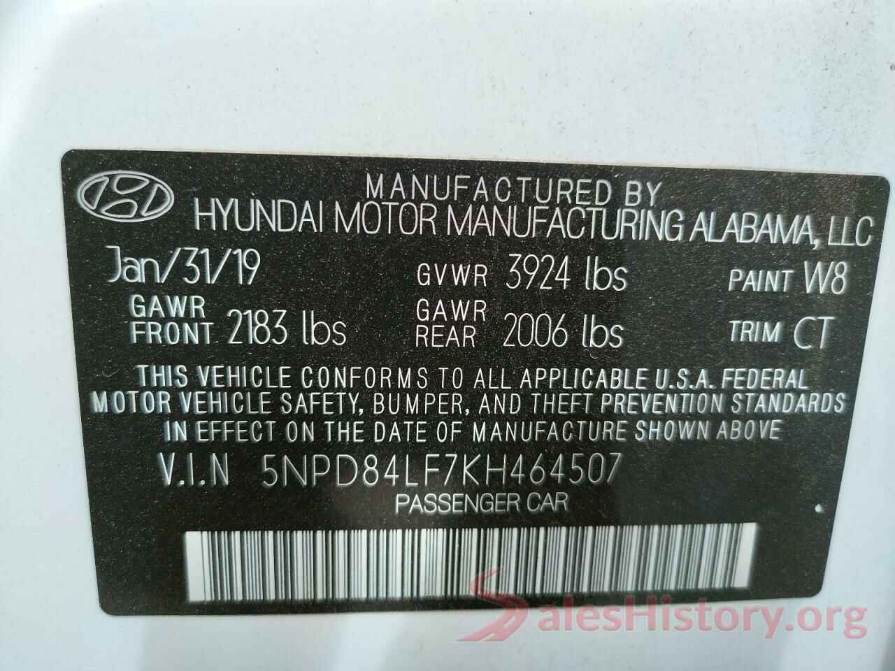 5NPD84LF7KH464507 2019 HYUNDAI ELANTRA