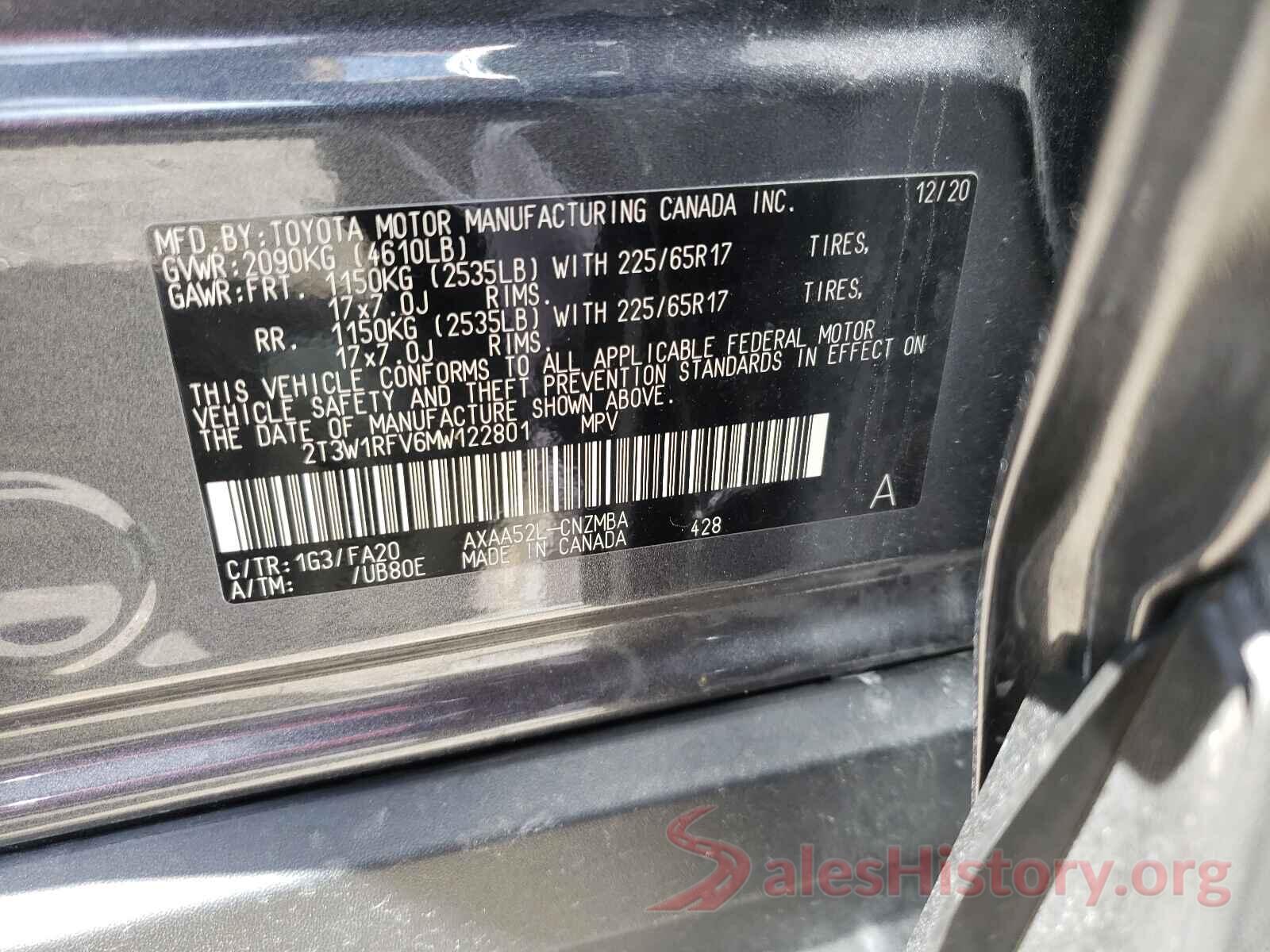 2T3W1RFV6MW122801 2021 TOYOTA RAV4