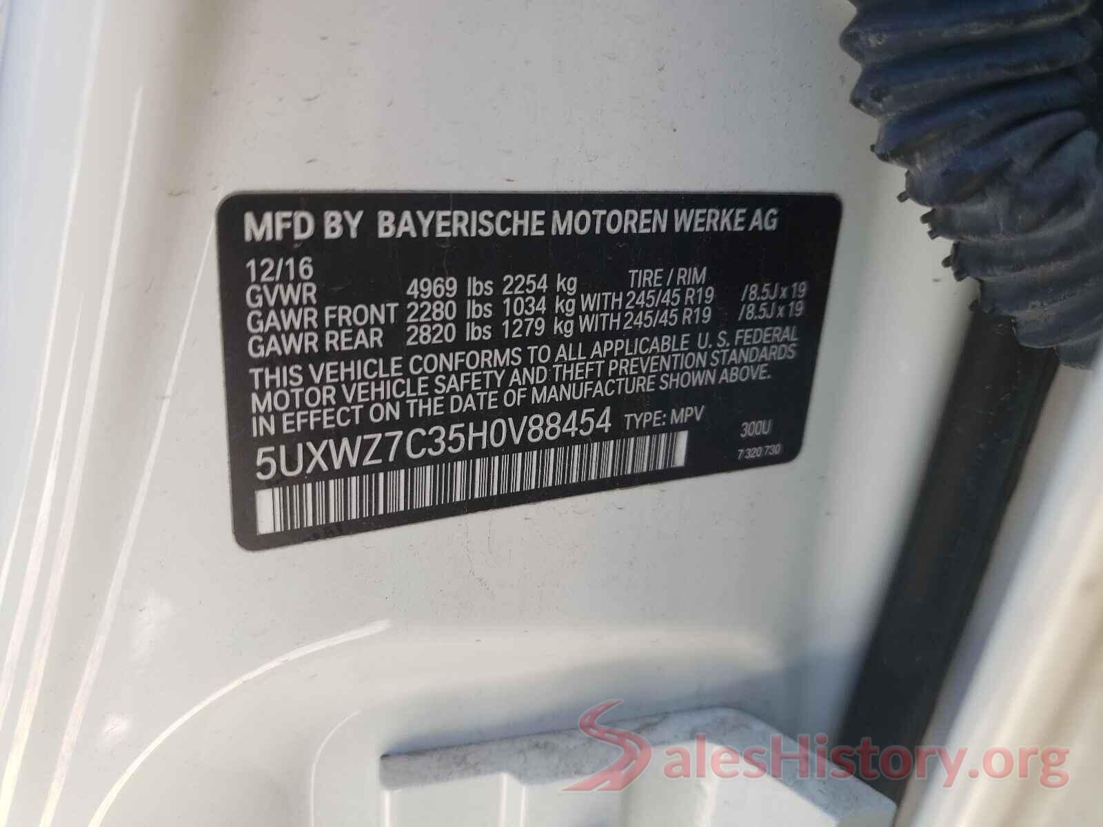 5UXWZ7C35H0V88454 2017 BMW X3