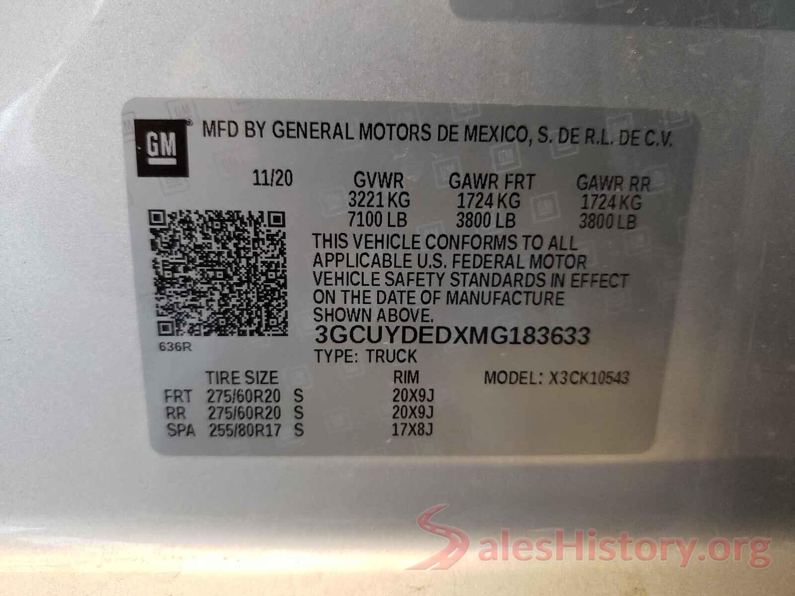 3GCUYDEDXMG183633 2021 CHEVROLET SILVERADO