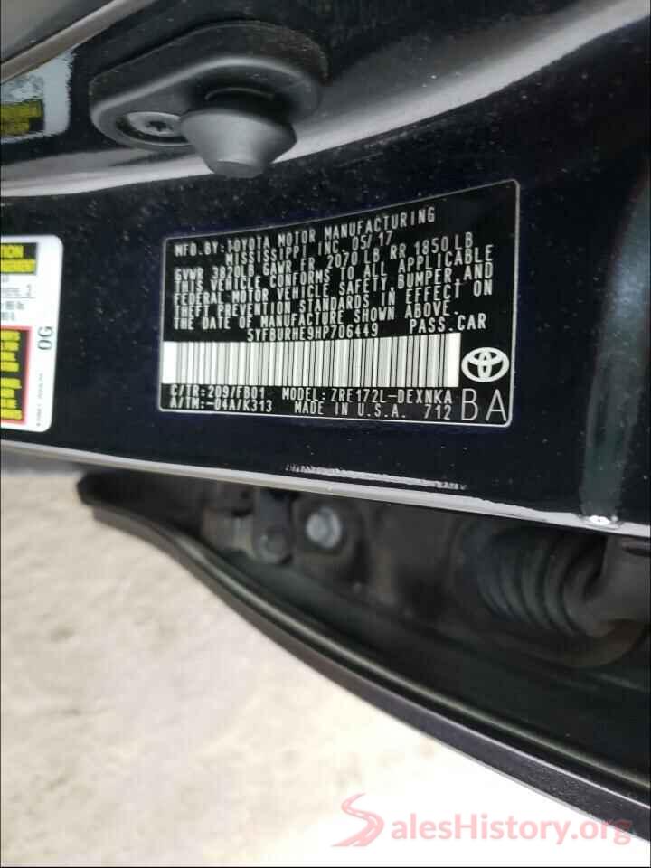 5YFBURHE9HP706449 2017 TOYOTA COROLLA