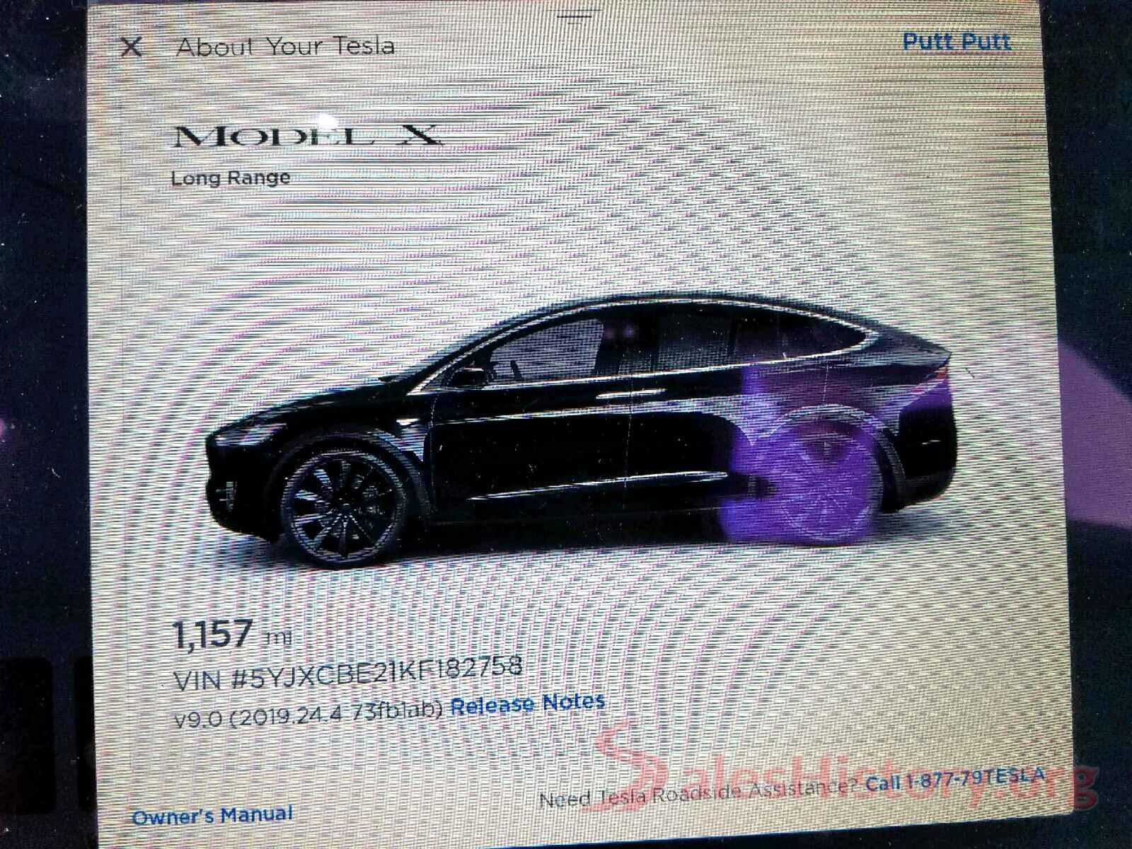 5YJXCBE21KF182758 2019 TESLA MODEL X