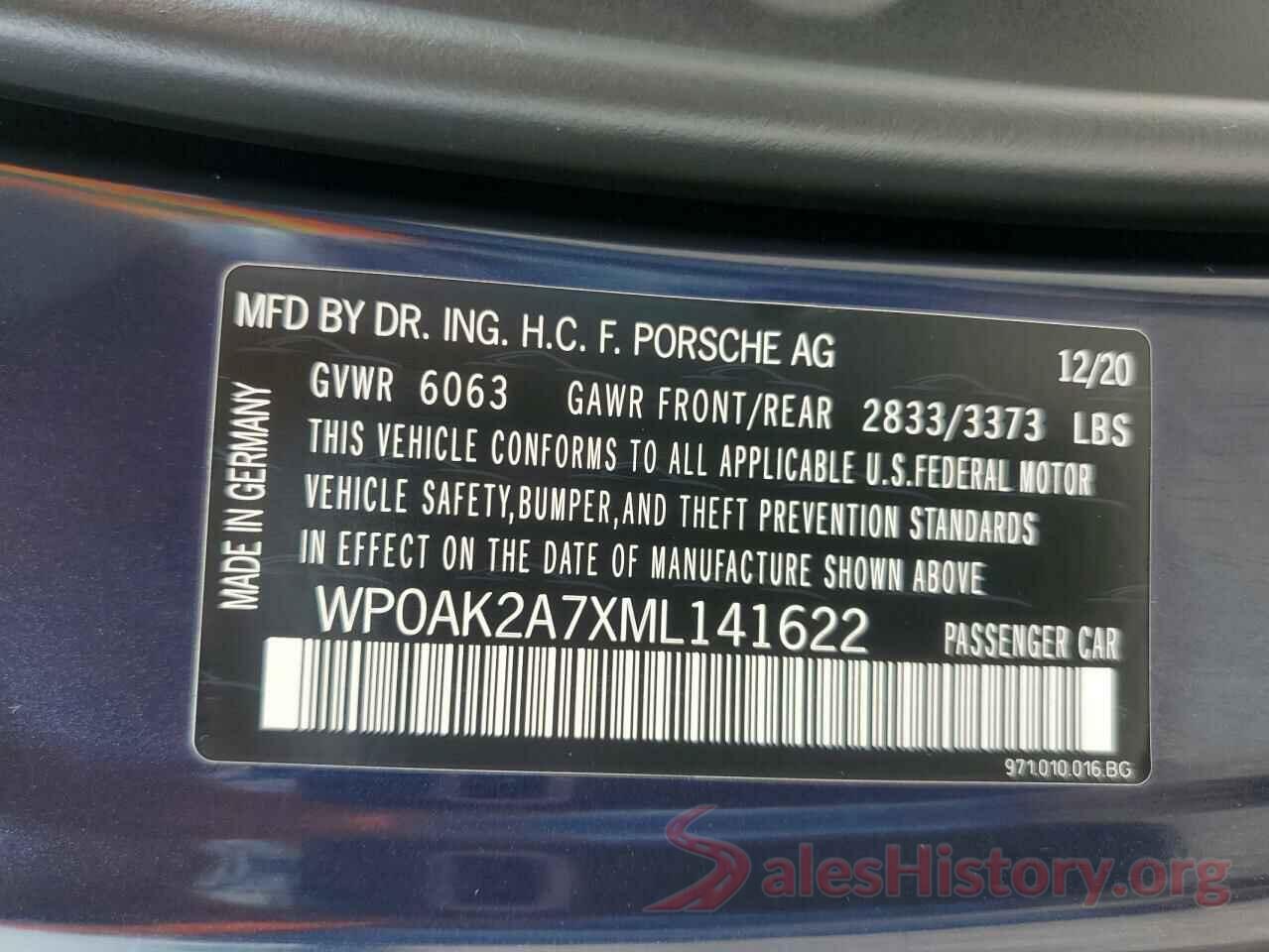 WP0AK2A7XML141622 2021 PORSCHE PANAMERA